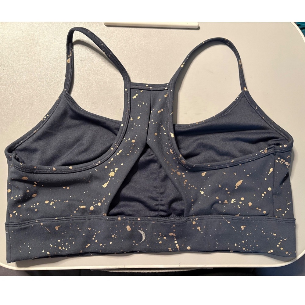 Jessica Simpson Active Womens XL Grey Rose Gold Splatter Keyhole Sports Bra - Picture 3 of 4